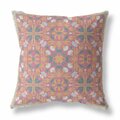 Palacedesigns 28 in. Gold Magenta & Orange Paisley Indoor & Outdoor Throw Pillow PA3097579